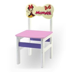 Детский стульчик "Woody" белый с картинкой Минни Маус (цвет - розовый)