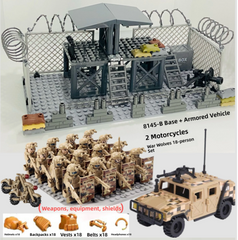 Большой игровой набор: Военный конструктор &laquo;База спецназа SWAT War Wolves&raquo; &ndash; 18 минифигур, бронеавтомобиль и мотоциклы