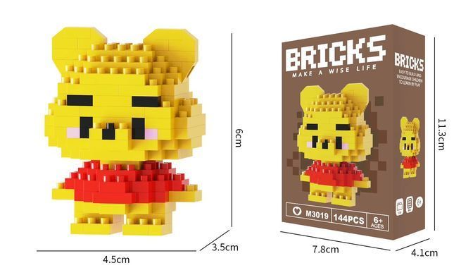 Конструктор фігурка Пікселі BRICKS Вінні-Пух серія "Мультгерої" Winnie the Pooh M3019