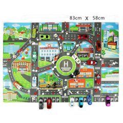 Игровой коврик &laquo;Город и дороги&raquo; 83&times;58 см / Play Mat City Road Map &ndash; детский коврик с дорогами, зданиями и паркингом для машинок