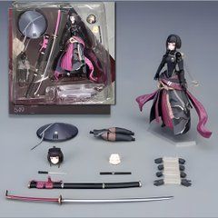 Подвижная фигурка девушки-ронина с катаной и шляпой, 14 см
