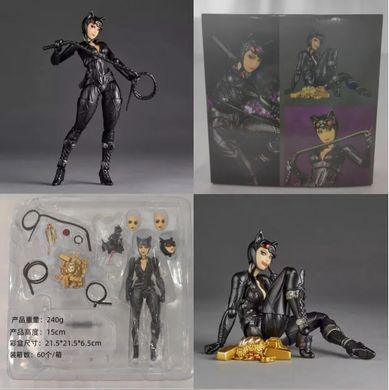 Коллекционная экшн-фигурка Женщина-кошка (Catwoman / Женщина-Кошка) Revoltech Amazing Yamaguchi &mdash; Action Figure DC Comics с кнутом и подставкой