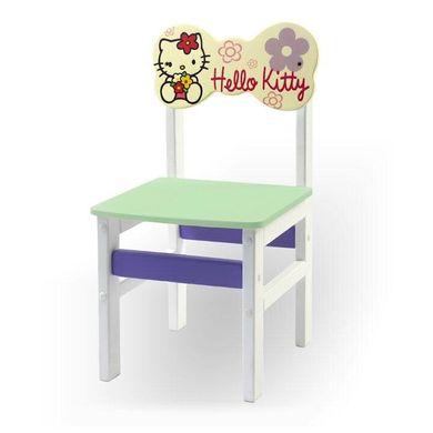 Детский стульчик "Woody" белый с картинкой Хелоу Китти (цвет - салатовый)