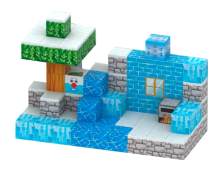 Магнітний конструктор для дітей "Снігова хатина" у стилі Майнкрафт (Minecraft) 75 деталей