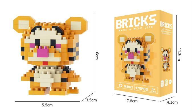 Конструктор фигурка Пиксели BRICKS Тигруля серия "Мультгерои" Tigger M3021