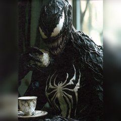 Декоративний постер "Веном з чашкою чаю" для інтер'єру Картина "Venom" Marvel арт, гумор, супергеройський декор 30х40см