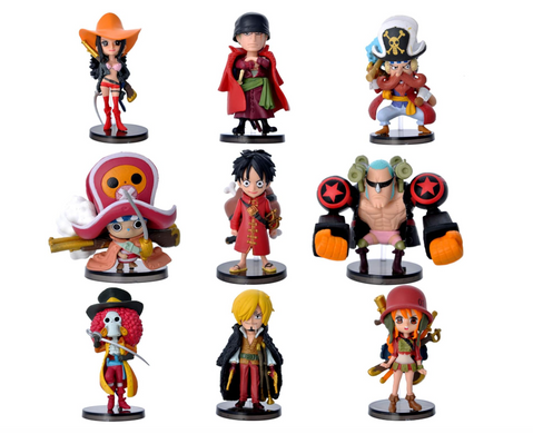 Набор коллекционных фигурок One Piece Луффи Luffy, Зоро Zoro, Санджи Sanji, Чоппер Chopper и другие персонажи аниме, 9 шт, 8-10 см.